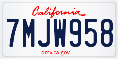 CA license plate 7MJW958