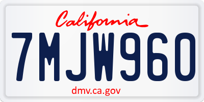 CA license plate 7MJW960