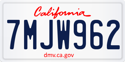 CA license plate 7MJW962