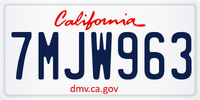 CA license plate 7MJW963