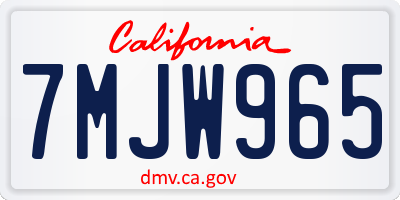 CA license plate 7MJW965