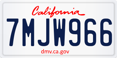 CA license plate 7MJW966