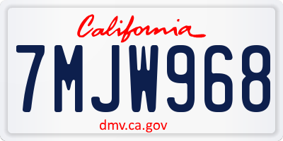 CA license plate 7MJW968