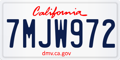 CA license plate 7MJW972