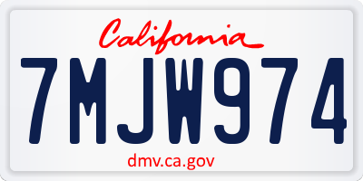 CA license plate 7MJW974
