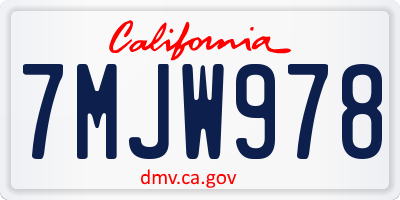 CA license plate 7MJW978