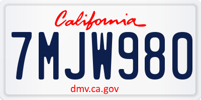 CA license plate 7MJW980