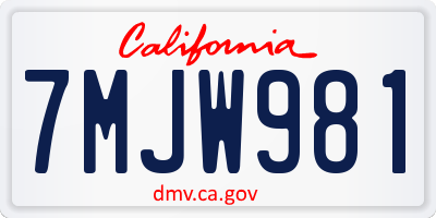 CA license plate 7MJW981