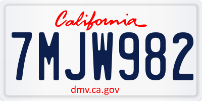 CA license plate 7MJW982