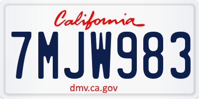 CA license plate 7MJW983