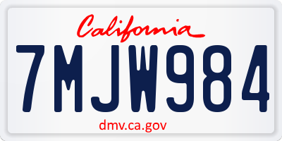 CA license plate 7MJW984