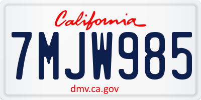 CA license plate 7MJW985