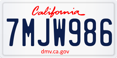 CA license plate 7MJW986