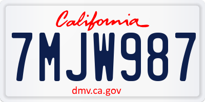 CA license plate 7MJW987