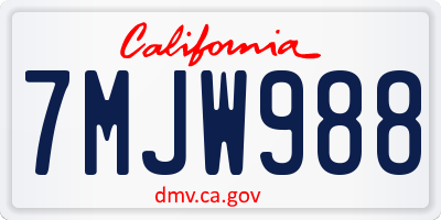 CA license plate 7MJW988