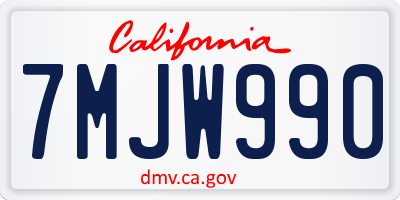 CA license plate 7MJW990