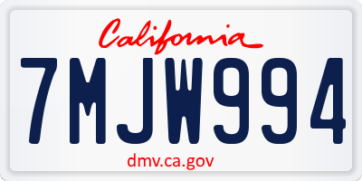 CA license plate 7MJW994