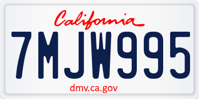 CA license plate 7MJW995