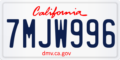 CA license plate 7MJW996