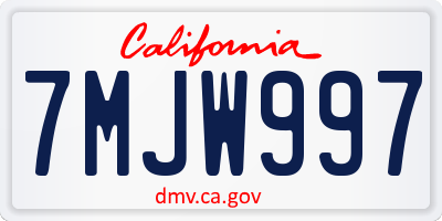 CA license plate 7MJW997
