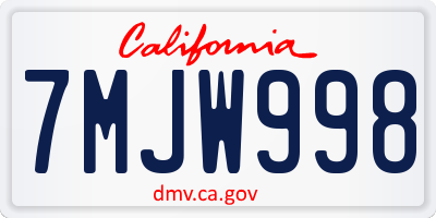 CA license plate 7MJW998
