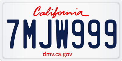 CA license plate 7MJW999