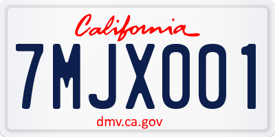 CA license plate 7MJX001
