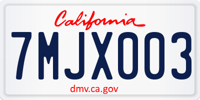 CA license plate 7MJX003