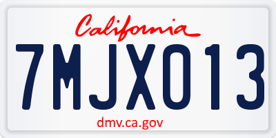 CA license plate 7MJX013
