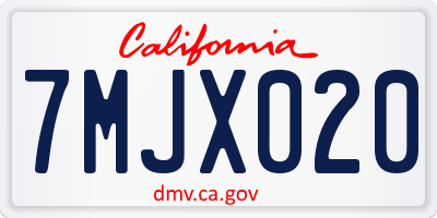 CA license plate 7MJX020