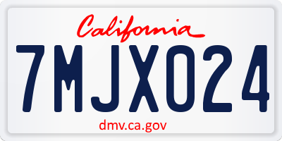 CA license plate 7MJX024