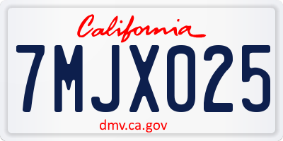 CA license plate 7MJX025
