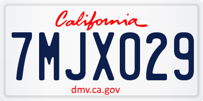 CA license plate 7MJX029