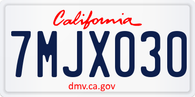 CA license plate 7MJX030