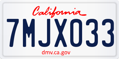 CA license plate 7MJX033