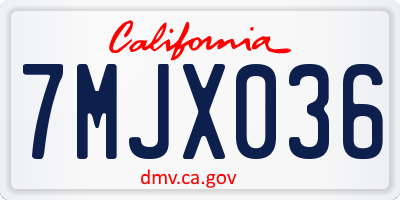 CA license plate 7MJX036