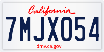 CA license plate 7MJX054