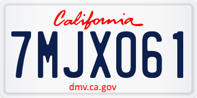 CA license plate 7MJX061