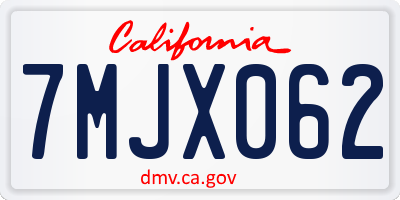 CA license plate 7MJX062