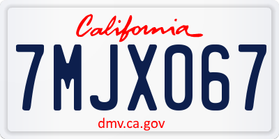 CA license plate 7MJX067