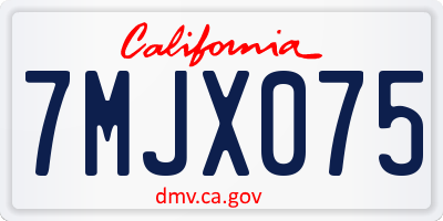 CA license plate 7MJX075