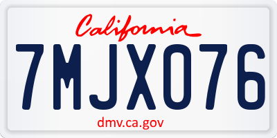 CA license plate 7MJX076