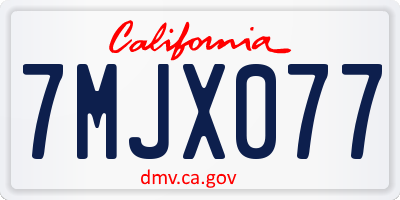 CA license plate 7MJX077