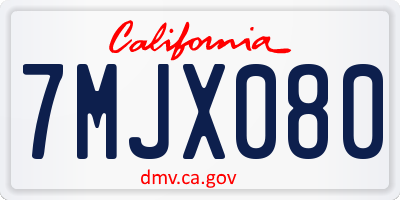 CA license plate 7MJX080