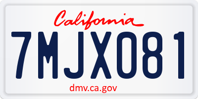 CA license plate 7MJX081