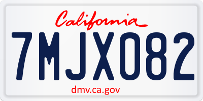 CA license plate 7MJX082