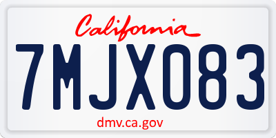 CA license plate 7MJX083