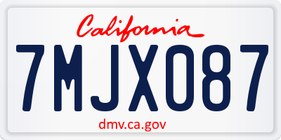 CA license plate 7MJX087