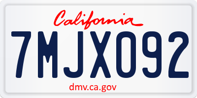 CA license plate 7MJX092