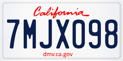 CA license plate 7MJX098